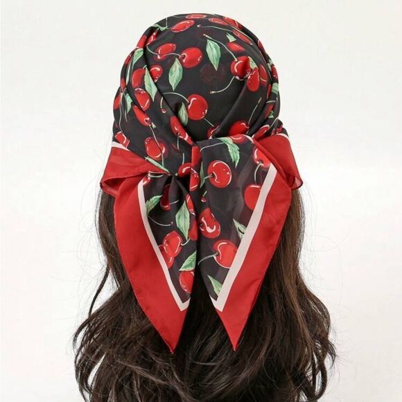 Cherry Print scarf N875 - Picture 1 of 4